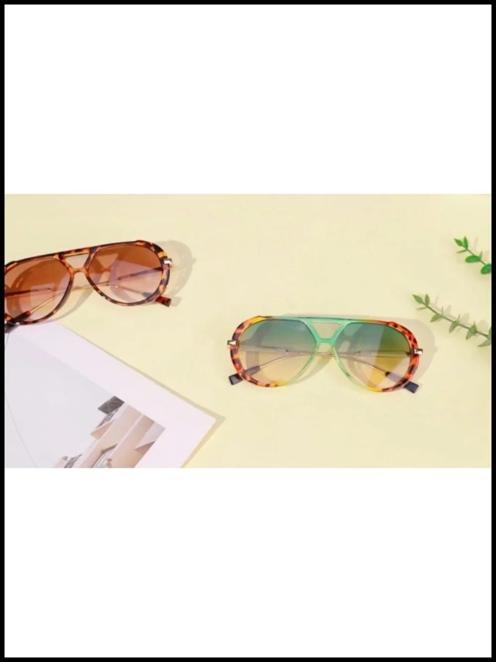 Oversized Retro Double Bridge Sunglasses UV400 Protection for Women Men
